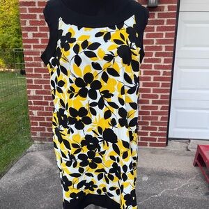 Jessica Howard Black and Yellow Floral Midi Dress